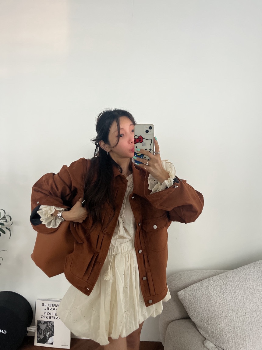 OURWAVE/OUR ROOM東大門實拍女士新品休閑人氣夾克麂皮Our Wave/Our Room夾克