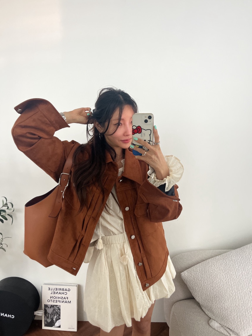 OURWAVE/OUR ROOM東大門實拍女士新品休閑人氣夾克麂皮Our Wave/Our Room夾克