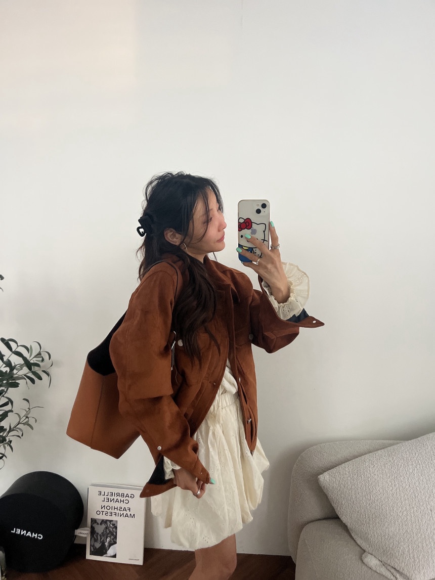 OURWAVE/OUR ROOM東大門實拍女士新品休閑人氣夾克麂皮Our Wave/Our Room夾克