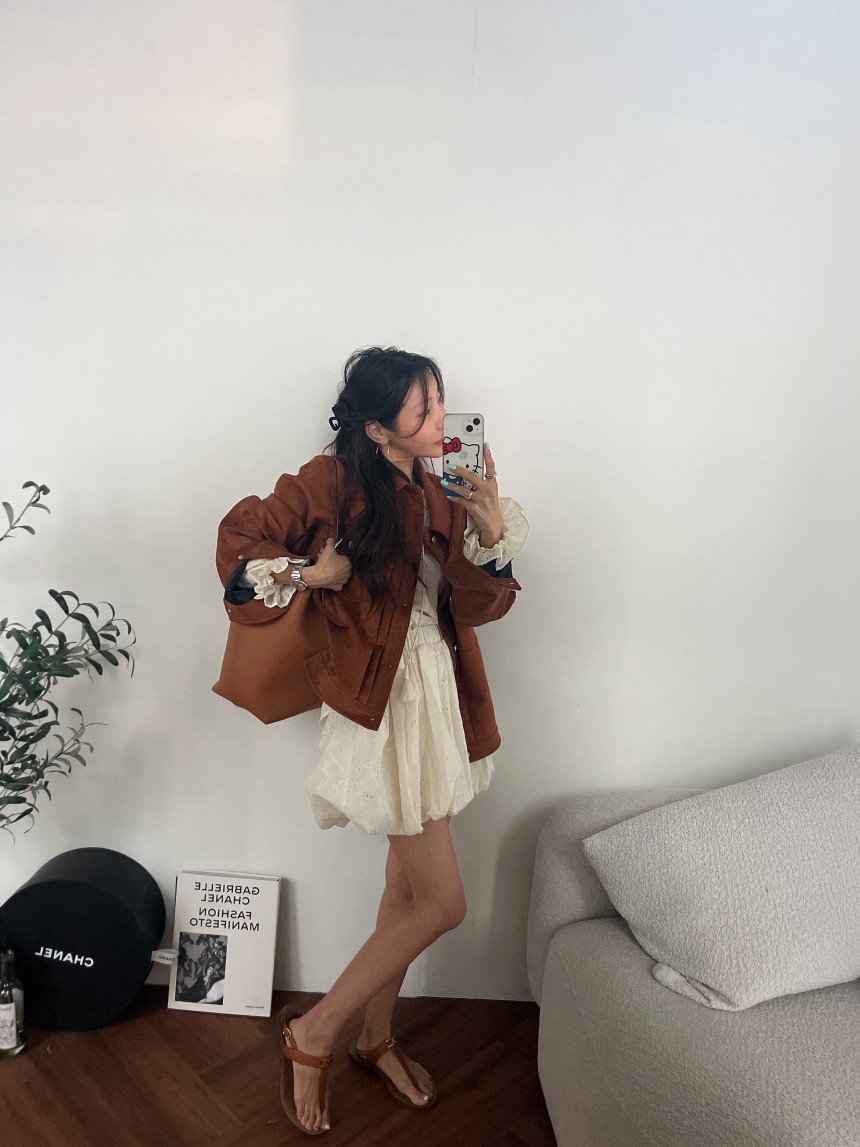 OURWAVE/OUR ROOM東大門實拍女士新品休閑人氣夾克麂皮Our Wave/Our Room夾克