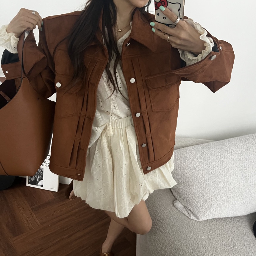 OURWAVE/OUR ROOM東大門實拍女士新品休閑人氣夾克麂皮Our Wave/Our Room夾克