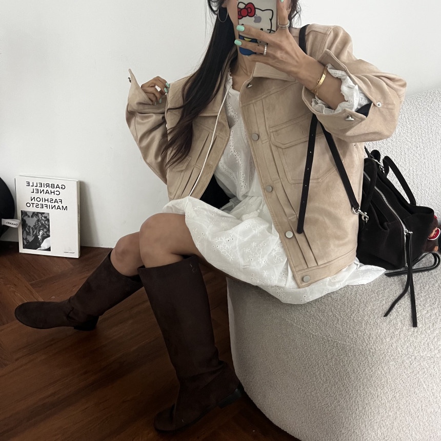 OURWAVE/OUR ROOM東大門實拍女士新品休閑人氣夾克麂皮Our Wave/Our Room夾克