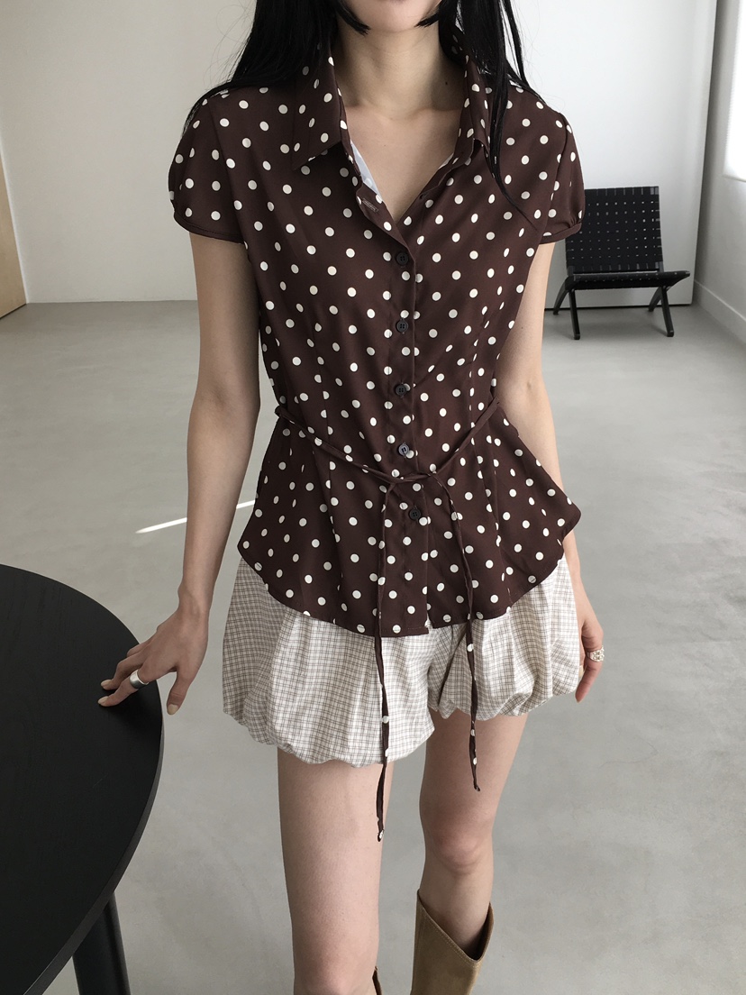 MARKE-P東大門直郵女士新品26春夏人氣襯衫蕾絲衫含腰繩MARKE-P襯衫/蕾絲衫