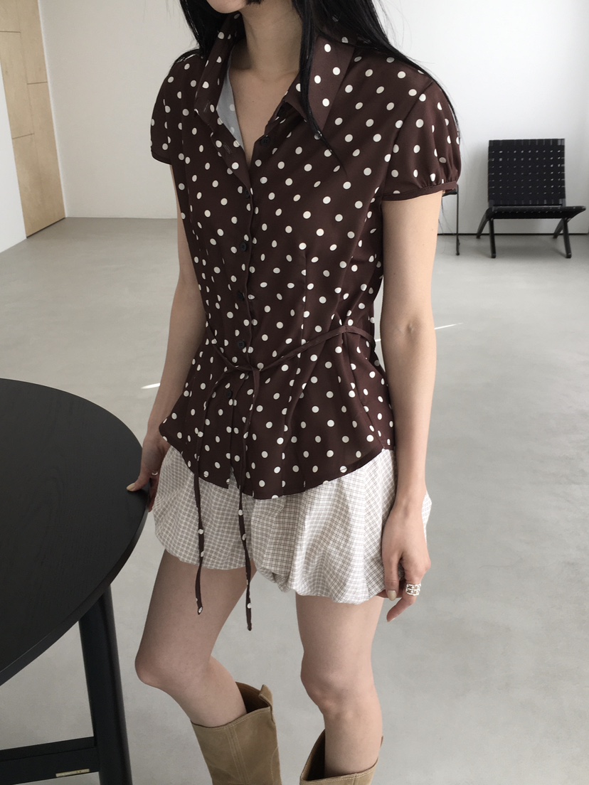 MARKE-P東大門直郵女士新品26春夏人氣襯衫蕾絲衫含腰繩MARKE-P襯衫/蕾絲衫