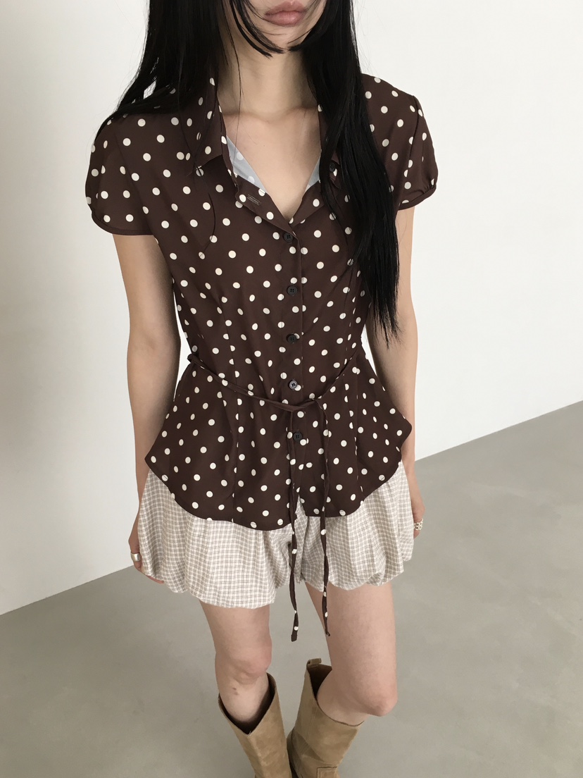 MARKE-P東大門直郵女士新品26春夏人氣襯衫蕾絲衫含腰繩MARKE-P襯衫/蕾絲衫