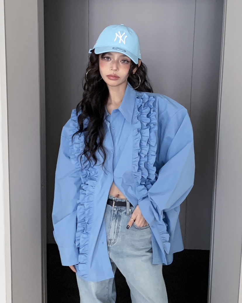 LIVE AID-P東大門直郵女士新款職業熱賣真品襯衫蕾絲衫LIVE AID-P襯衫/蕾絲衫