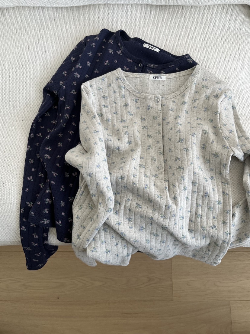 OP PER東大門代購女士新款推薦時尚休閑26春夏長袖T恤花朵OPPER-simplebeige長袖T恤