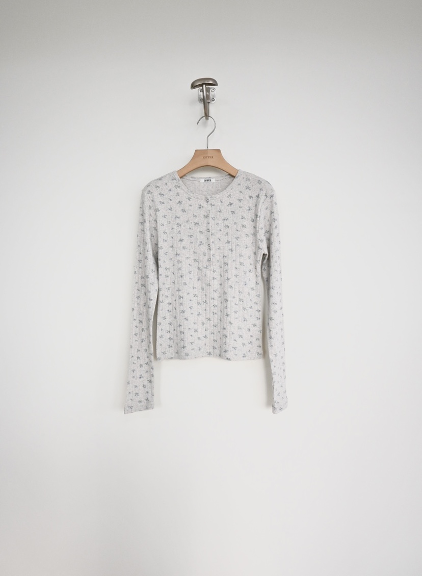 OP PER東大門代購女士新款推薦時尚休閑26春夏長袖T恤花朵OPPER-simplebeige長袖T恤圖色2