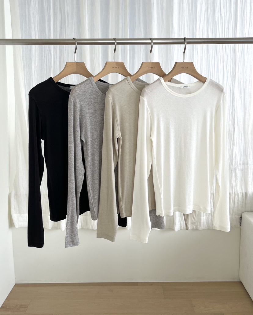 OP PER韓國代購女士新款時尚熱賣真品推薦26春夏長袖T恤OPPER-simplebeige長袖T恤圖色1左一色