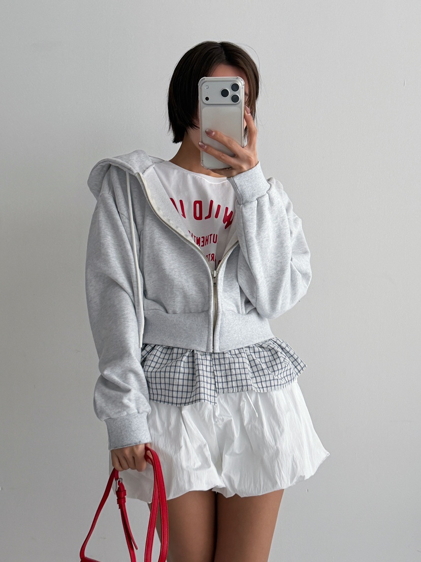 CELEBRITY-A東大門實拍女士新品真品夾克連帽衫拉鏈格子CELEBRITY-A夾克