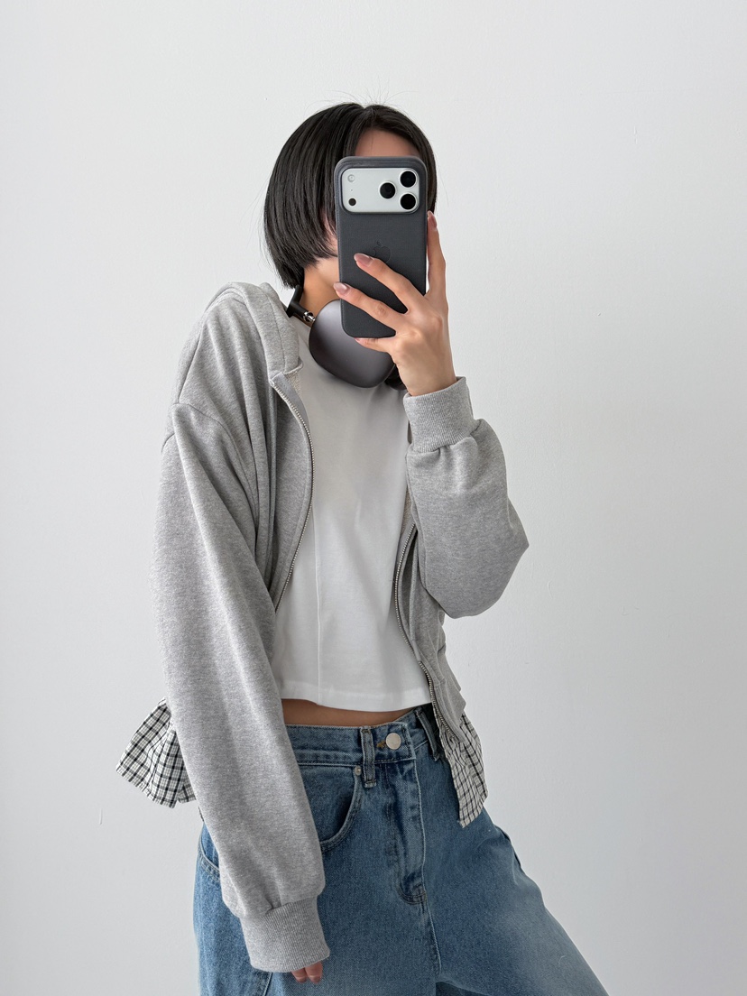 CELEBRITY-A東大門實拍女士新品真品夾克連帽衫拉鏈格子CELEBRITY-A夾克