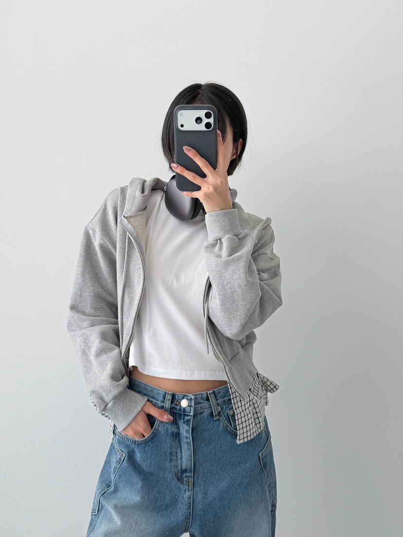 CELEBRITY-A東大門實拍女士新品真品夾克連帽衫拉鏈格子CELEBRITY-A夾克