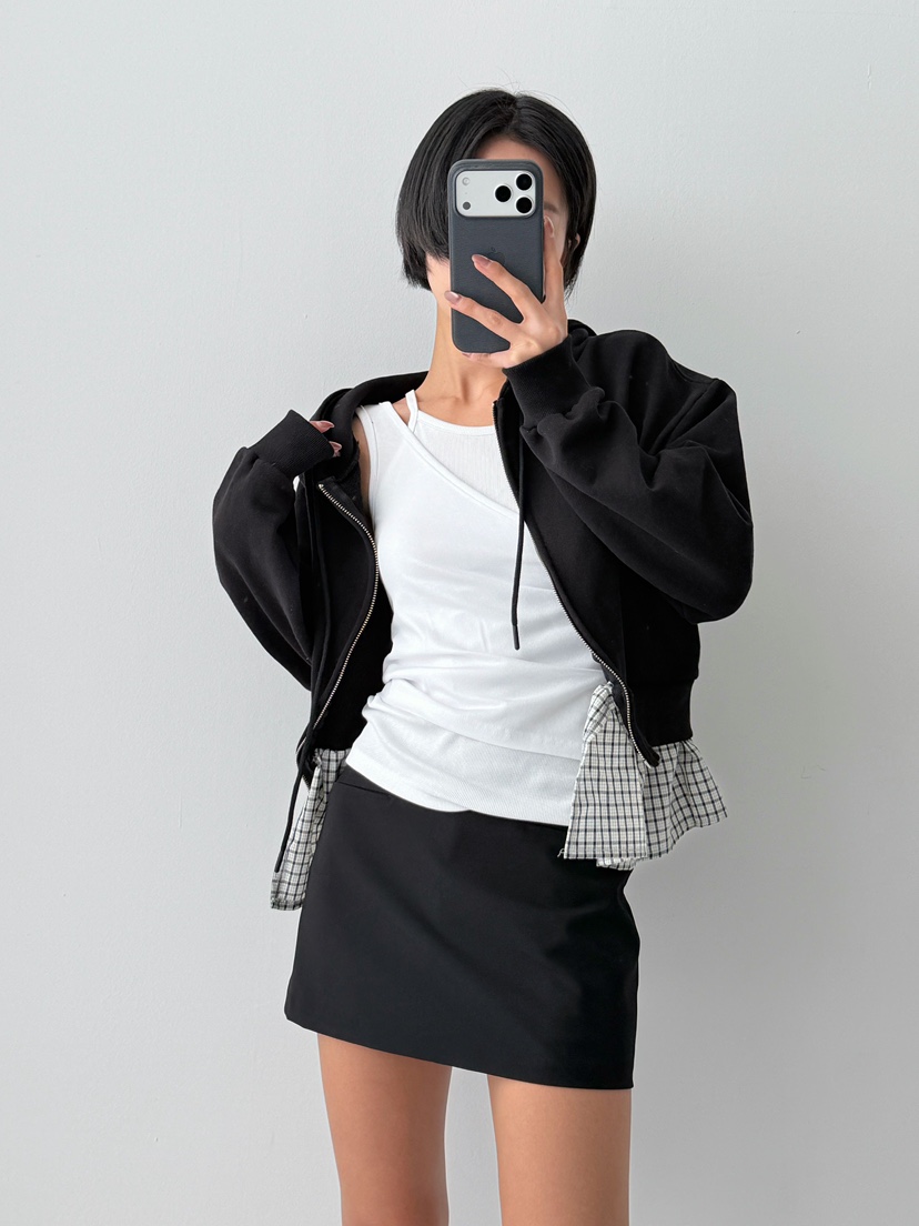 CELEBRITY-A東大門實拍女士新品真品夾克連帽衫拉鏈格子CELEBRITY-A夾克