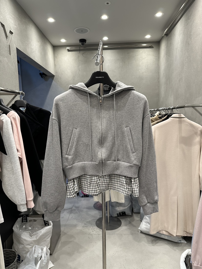 CELEBRITY-A東大門實拍女士新品真品夾克連帽衫拉鏈格子CELEBRITY-A夾克圖色1