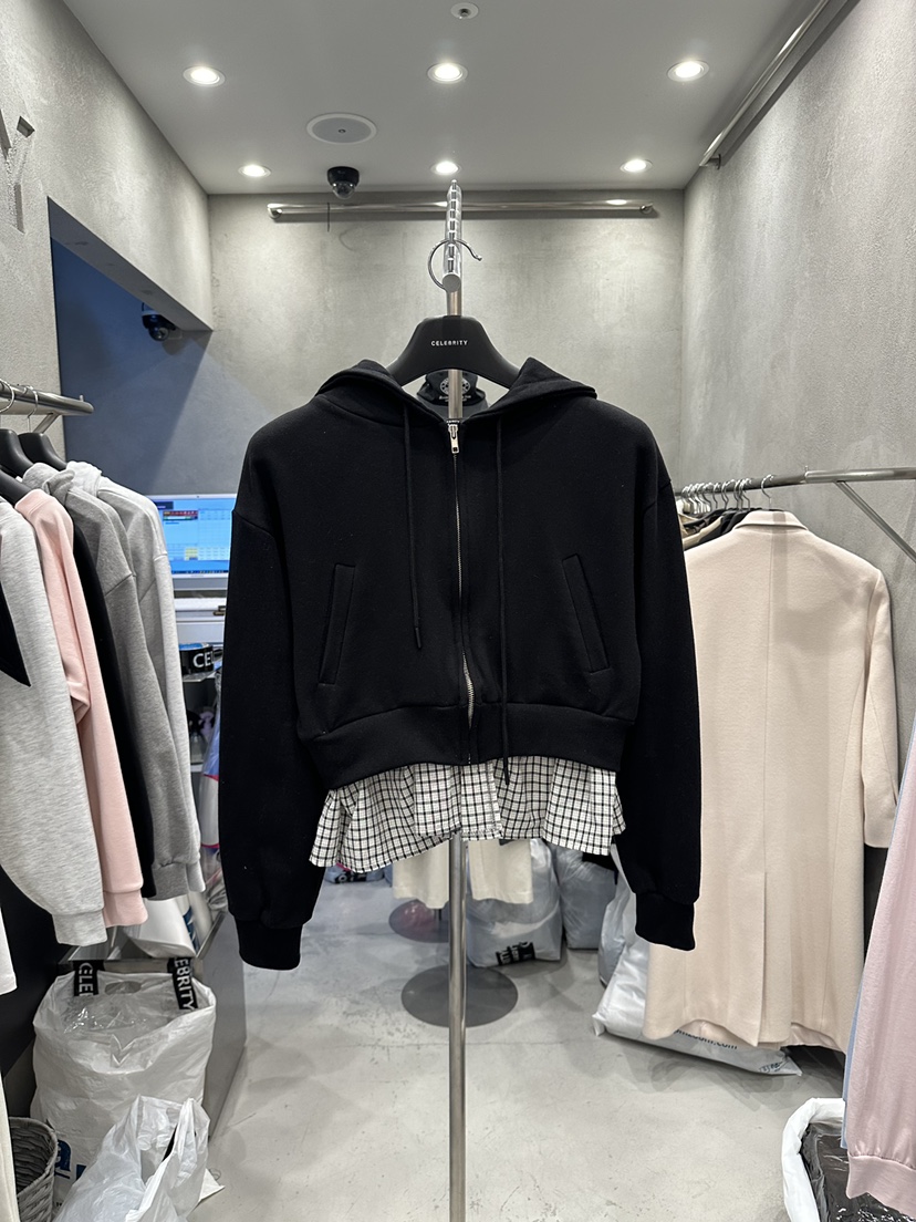 CELEBRITY-A東大門實拍女士新品真品夾克連帽衫拉鏈格子CELEBRITY-A夾克圖色3