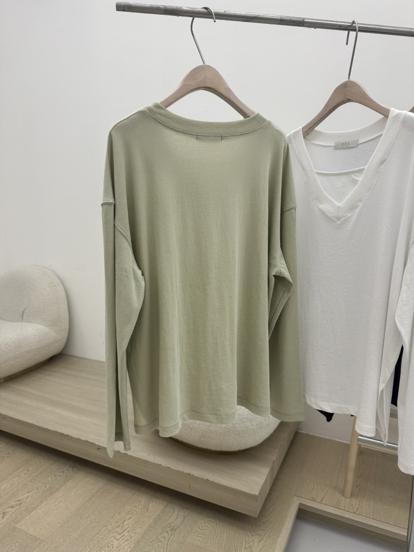 ONL東大門代購女士新款26春夏人氣休閑推薦長袖T恤亞麻雙層ONL長袖T恤