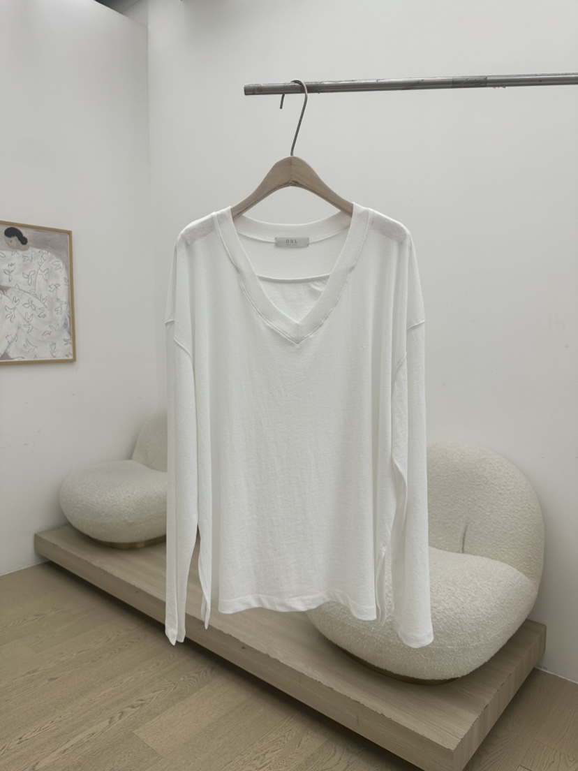 ONL東大門代購女士新款26春夏人氣休閑推薦長袖T恤亞麻雙層ONL長袖T恤圖色1