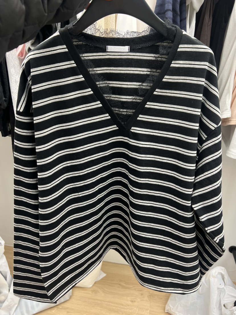 BLACK PIG東大門直郵女士新品熱賣休閑職業真品長袖T恤條紋VIVIAN_LEE長袖T恤圖色2