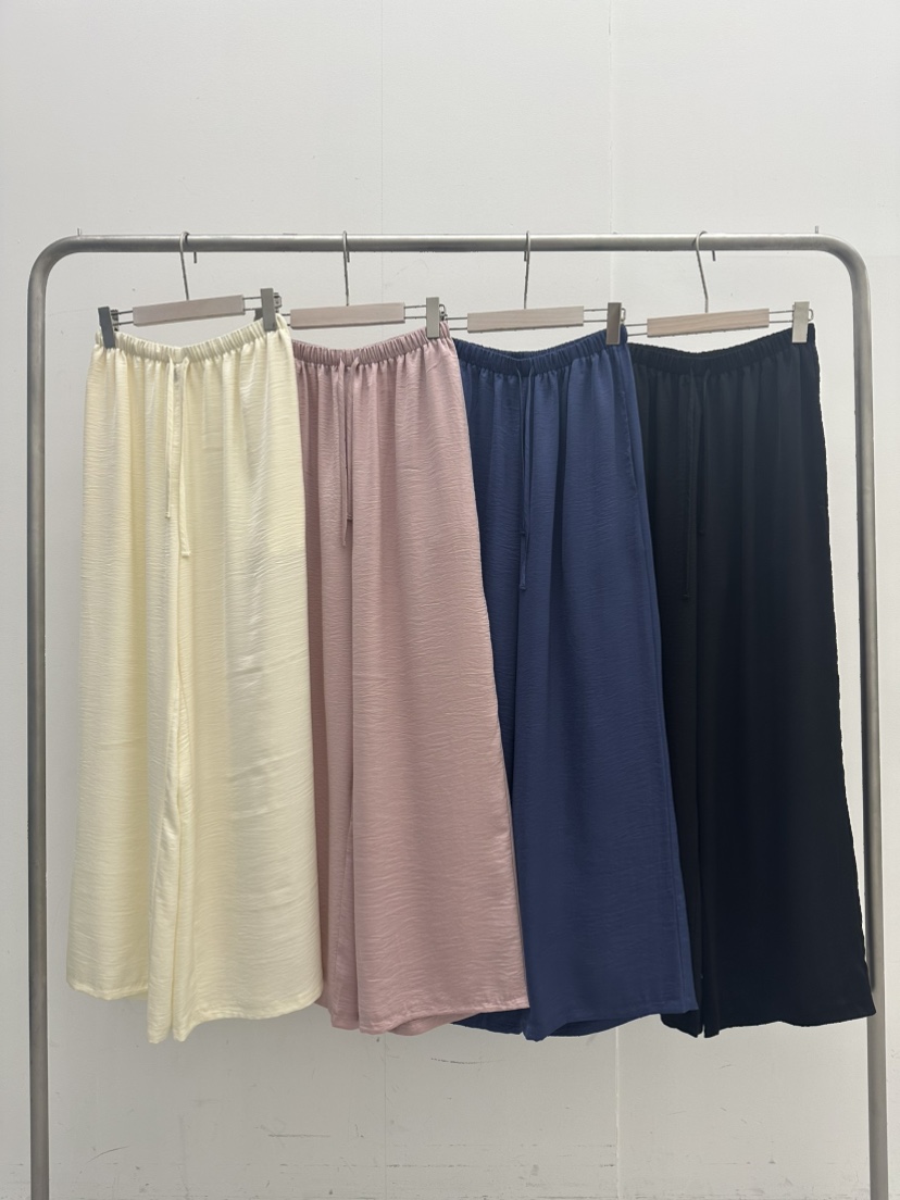 ONL東大門實拍女士新款26春夏人氣熱賣職業休閑褲闊腿褲緞面ONL休閑褲