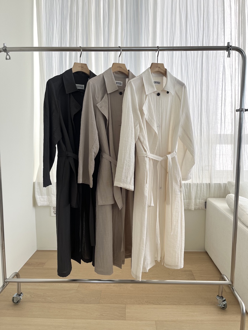 OP PER韓國代購女裝新品推薦時尚熱賣真品長款風衣含腰帶OPPER-simplebeige長款風衣