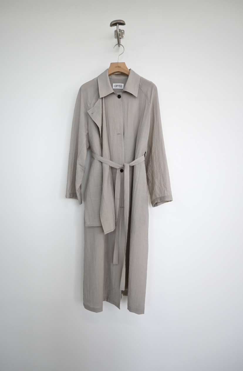 OP PER韓國代購女裝新品推薦時尚熱賣真品長款風衣含腰帶OPPER-simplebeige長款風衣圖色3