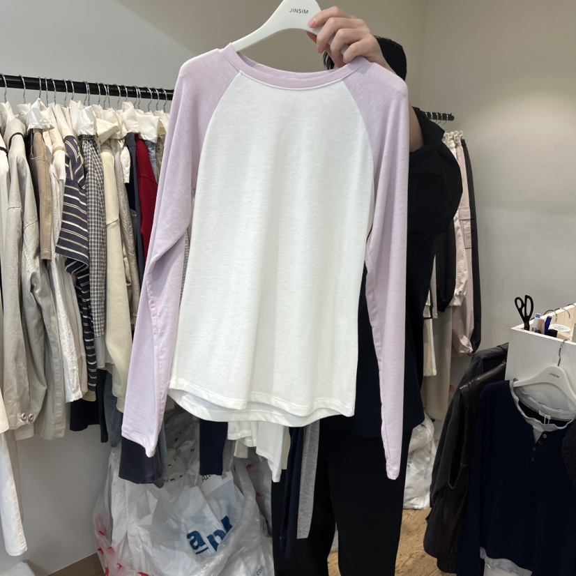 JINSIM韓國直郵女士新品時尚休閑熱賣人氣26春夏職業長袖T恤JINSIM長袖T恤圖色1