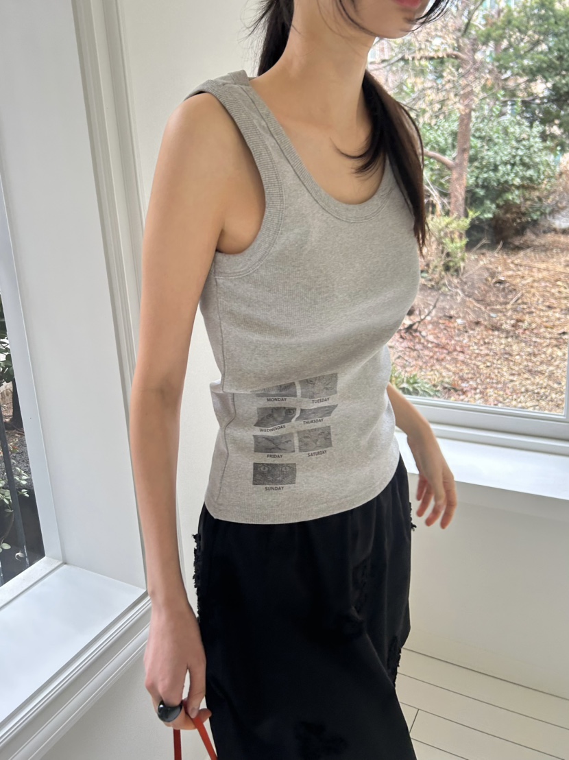 ME MO韓國直郵女裝新款職業休閑時尚26春夏吊帶背心羅紋ME MO吊帶/背心