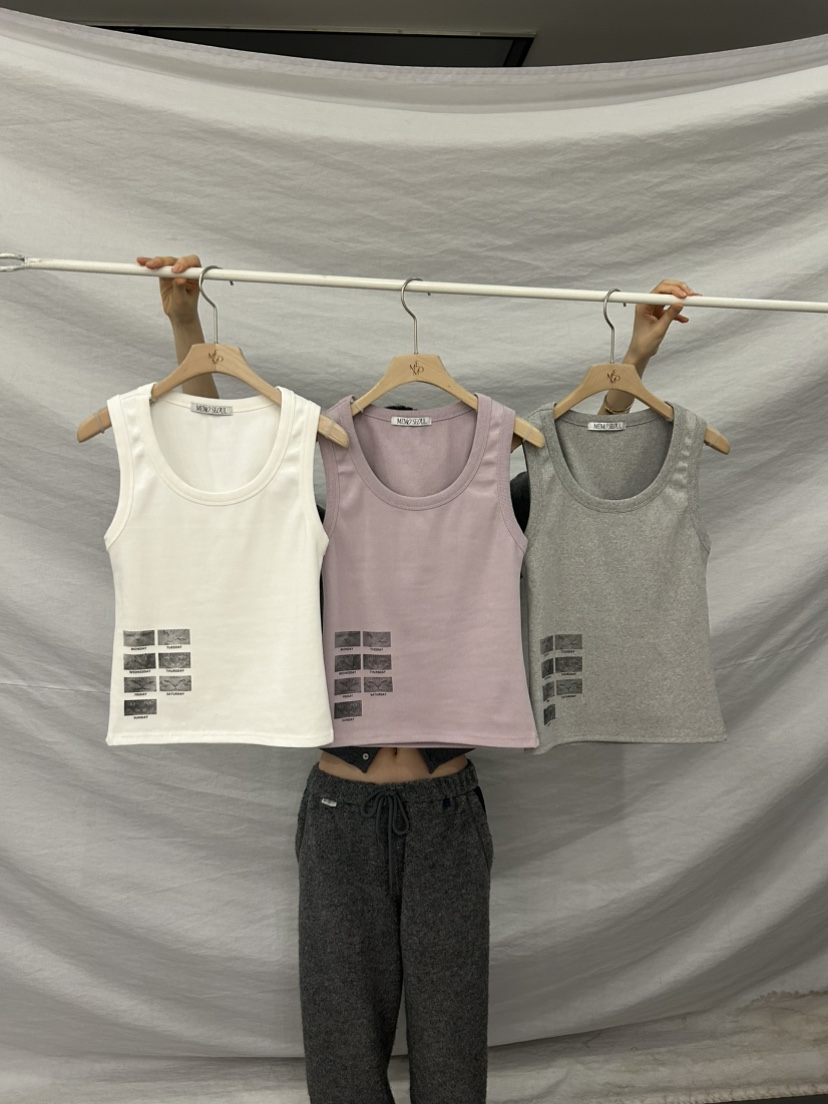 ME MO韓國直郵女裝新款職業休閑時尚26春夏吊帶背心羅紋ME MO吊帶/背心