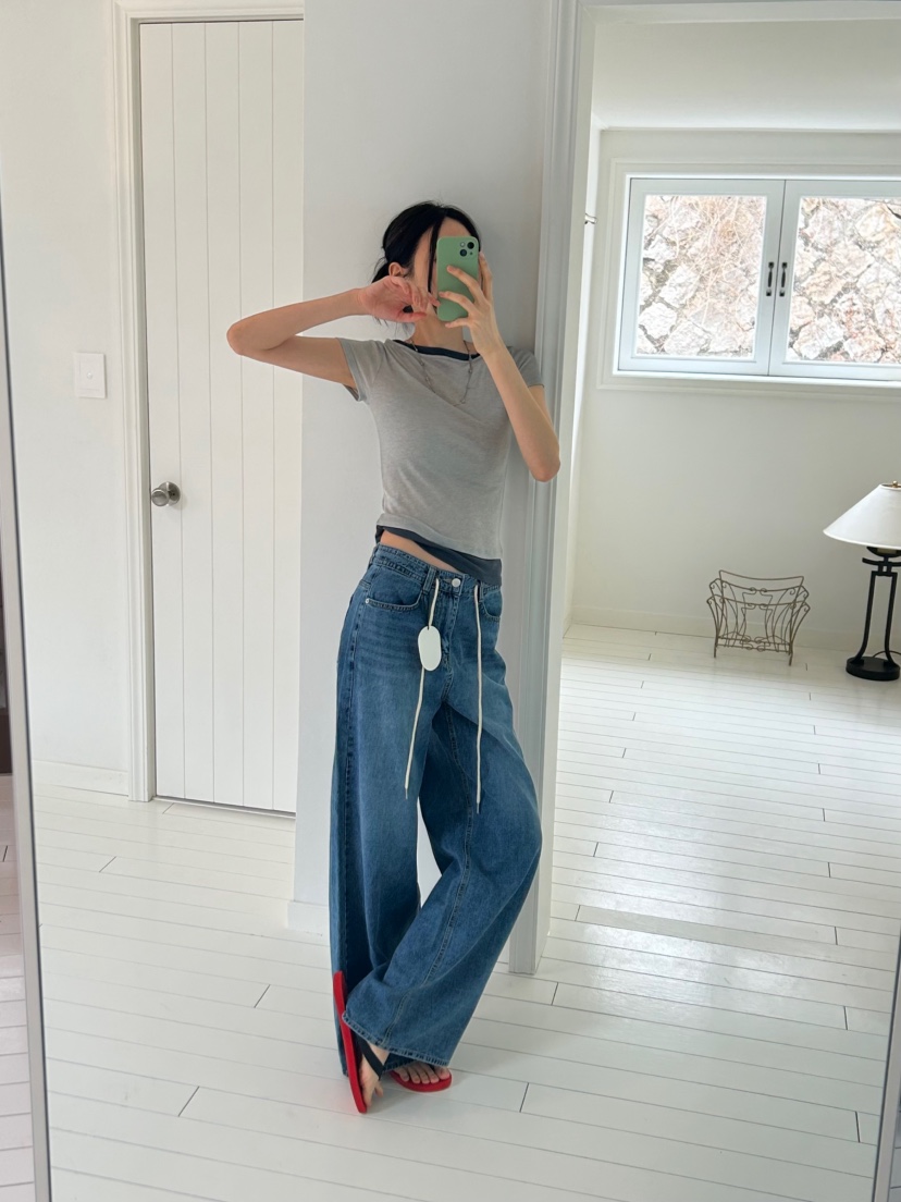 ME MO韓國代購女裝新品時尚真品休閑職業推薦牛仔褲純棉ME MO牛仔褲