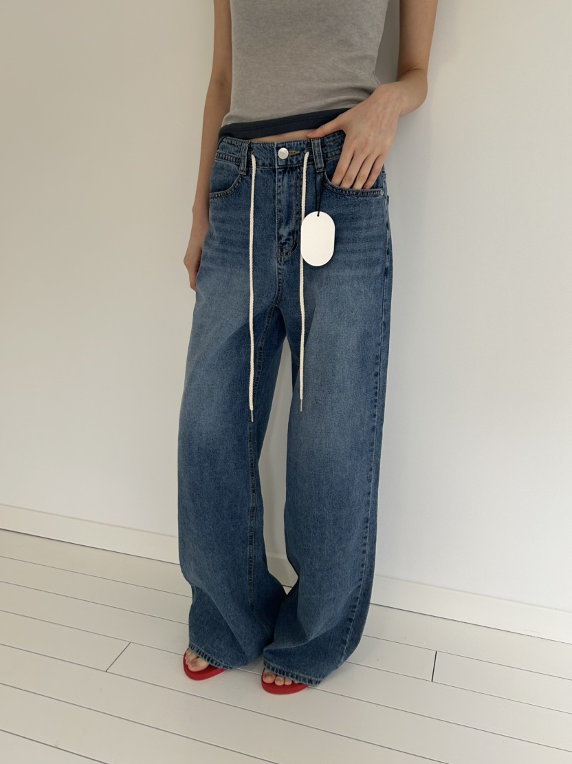 ME MO韓國代購女裝新品時尚真品休閑職業推薦牛仔褲純棉ME MO牛仔褲圖色1