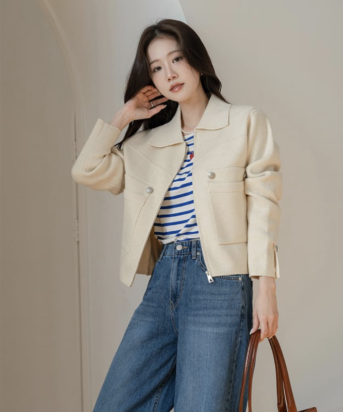 I BLLE韓國代購女士新品人氣26春夏時尚職業熱賣針織衫拉鏈I BLLE針織衫