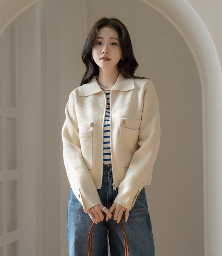 I BLLE韓國代購女士新品人氣26春夏時尚職業熱賣針織衫拉鏈I BLLE針織衫