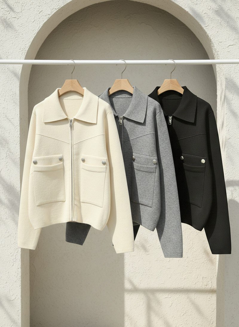 I BLLE韓國代購女士新品人氣26春夏時尚職業熱賣針織衫拉鏈I BLLE針織衫