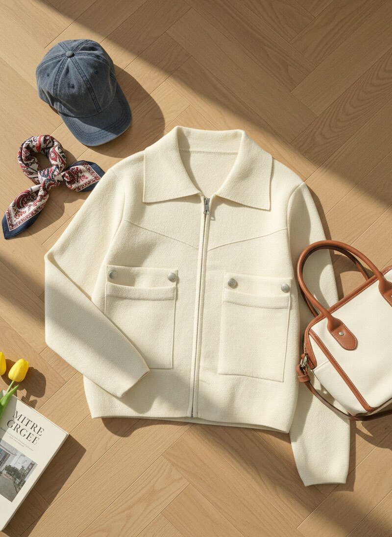 I BLLE韓國代購女士新品人氣26春夏時尚職業熱賣針織衫拉鏈I BLLE針織衫