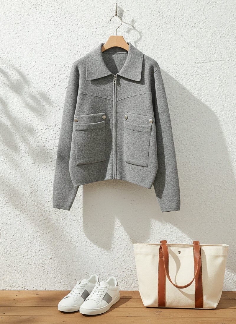 I BLLE韓國代購女士新品人氣26春夏時尚職業熱賣針織衫拉鏈I BLLE針織衫