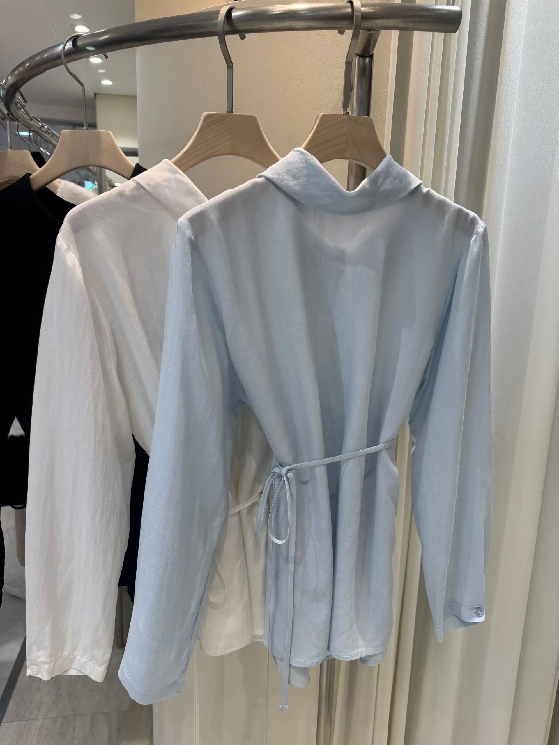 LEHEVE韓國直郵實拍女士新品時尚職業26春夏襯衫蕾絲衫含腰繩LEHEVE-MY YOUNG兩件起襯衫/蕾絲衫