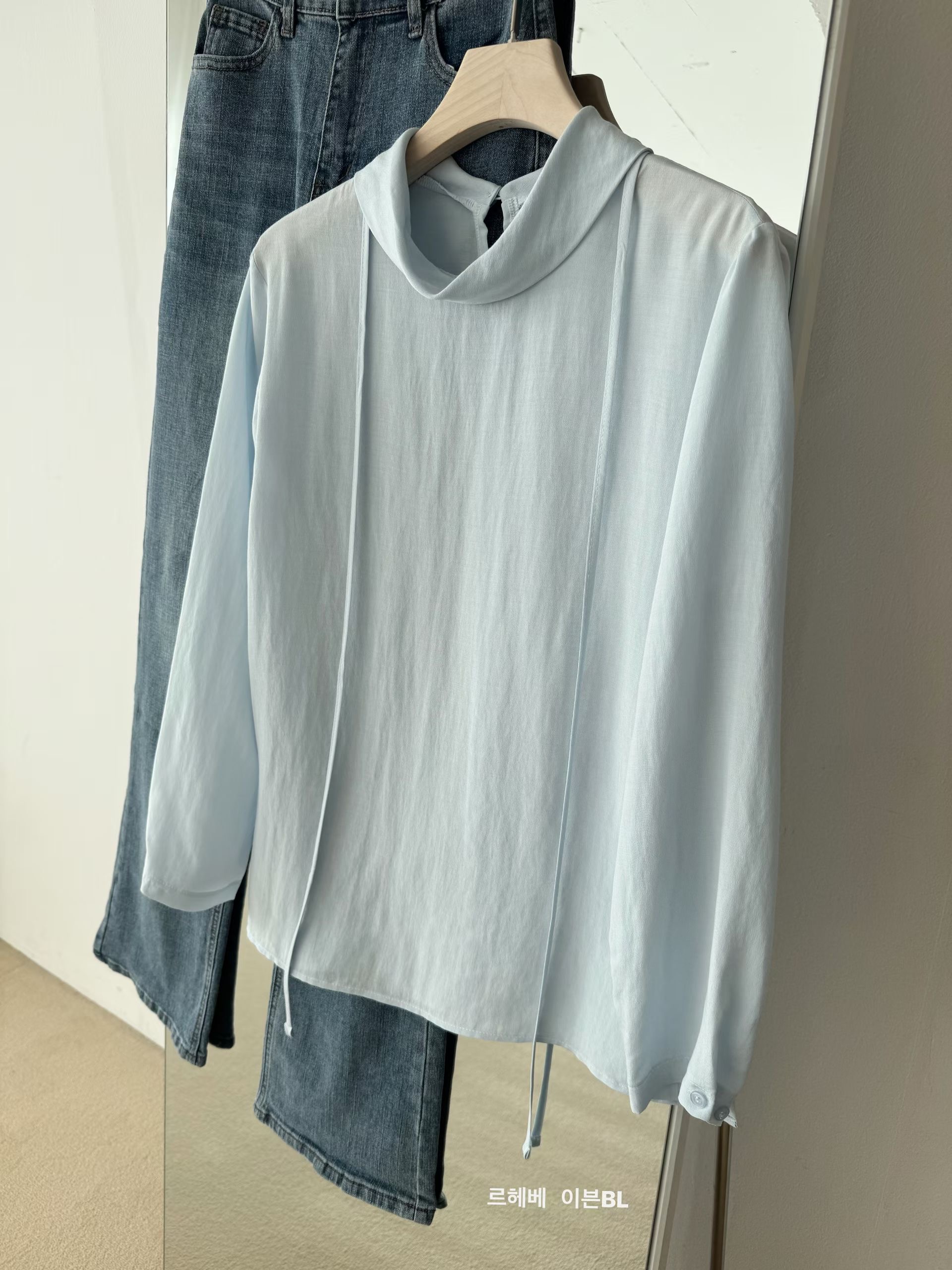 LEHEVE韓國直郵實拍女士新品時尚職業26春夏襯衫蕾絲衫含腰繩LEHEVE-MY YOUNG兩件起襯衫/蕾絲衫圖色1