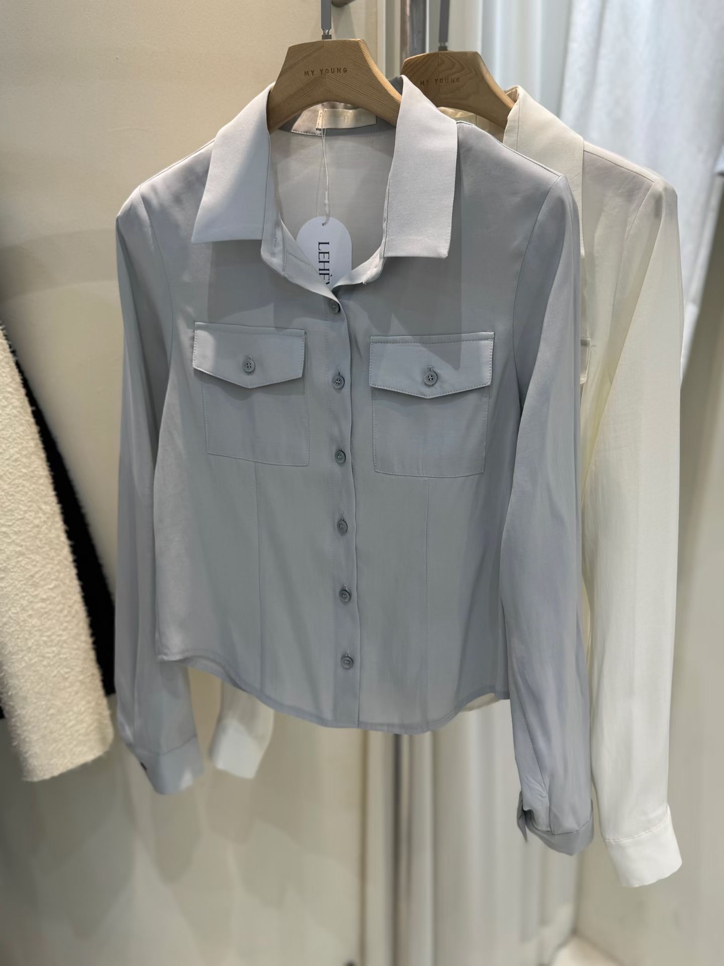 LEHEVE韓國東大門直郵女裝新品推薦人氣熱賣襯衫蕾絲衫口袋LEHEVE-MY YOUNG兩件起襯衫/蕾絲衫圖色4