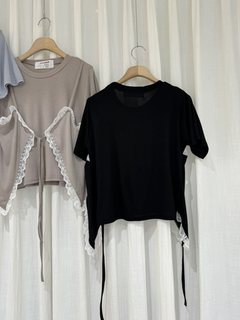 COKKIRI韓國直郵女裝新品熱賣職業26春夏推薦休閑T恤蕾絲COKKIRIT恤