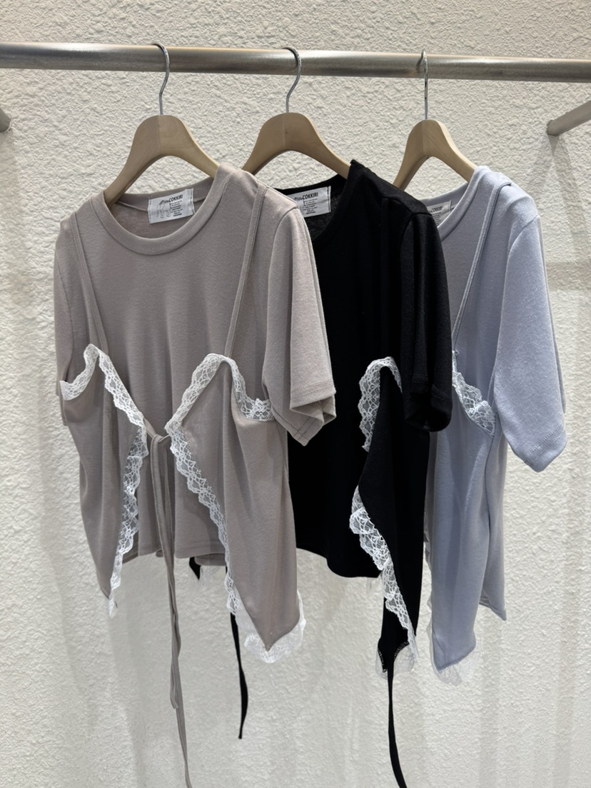 COKKIRI韓國直郵女裝新品熱賣職業26春夏推薦休閑T恤蕾絲COKKIRIT恤