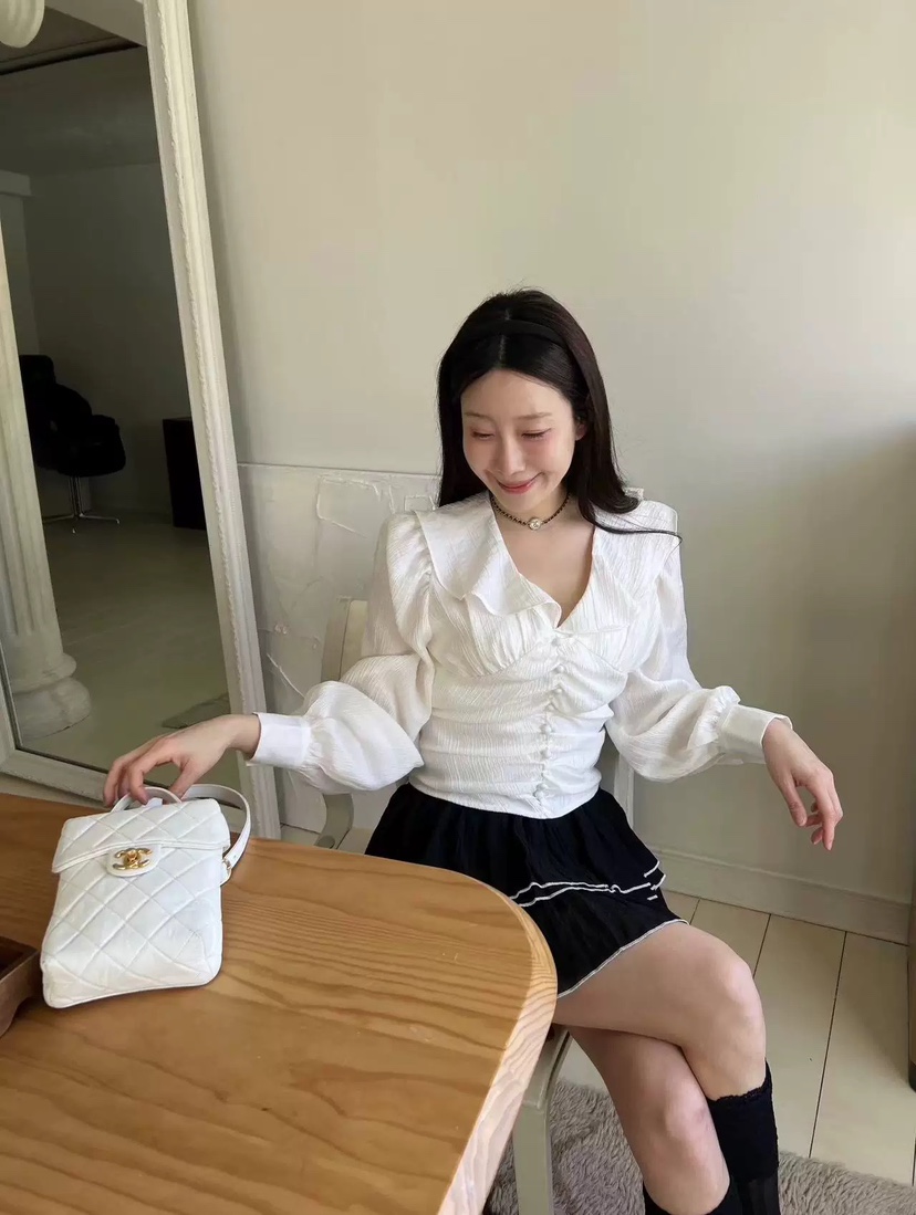 TYCHE韓國代購女士新款推薦人氣職業熱賣時尚襯衫蕾絲衫褶皺TYCHE襯衫/蕾絲衫圖色2