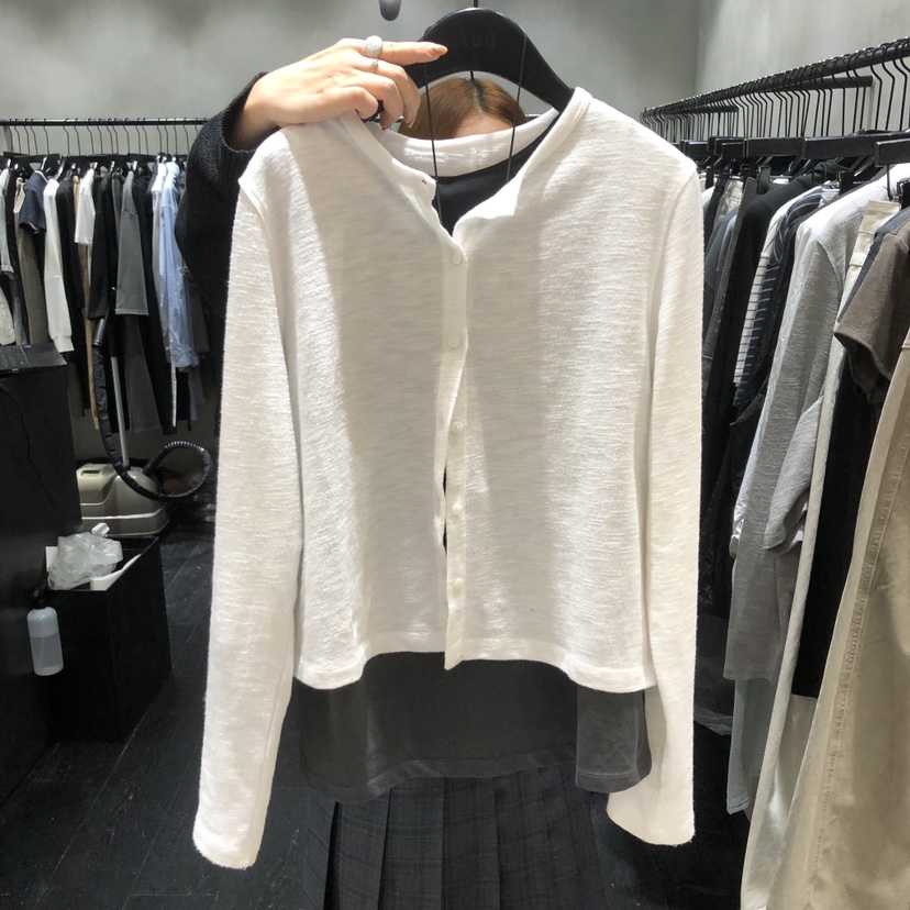 TUG韓國直郵女士新款26春夏休閑長袖T恤不含內搭開衫紐扣TUG長袖T恤圖色3