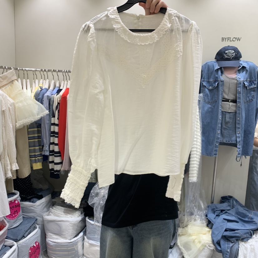 BY FLOW韓國代購女裝新品人氣熱賣時尚26春夏襯衫蕾絲衫蕾絲BY FLOW襯衫/蕾絲衫圖色1