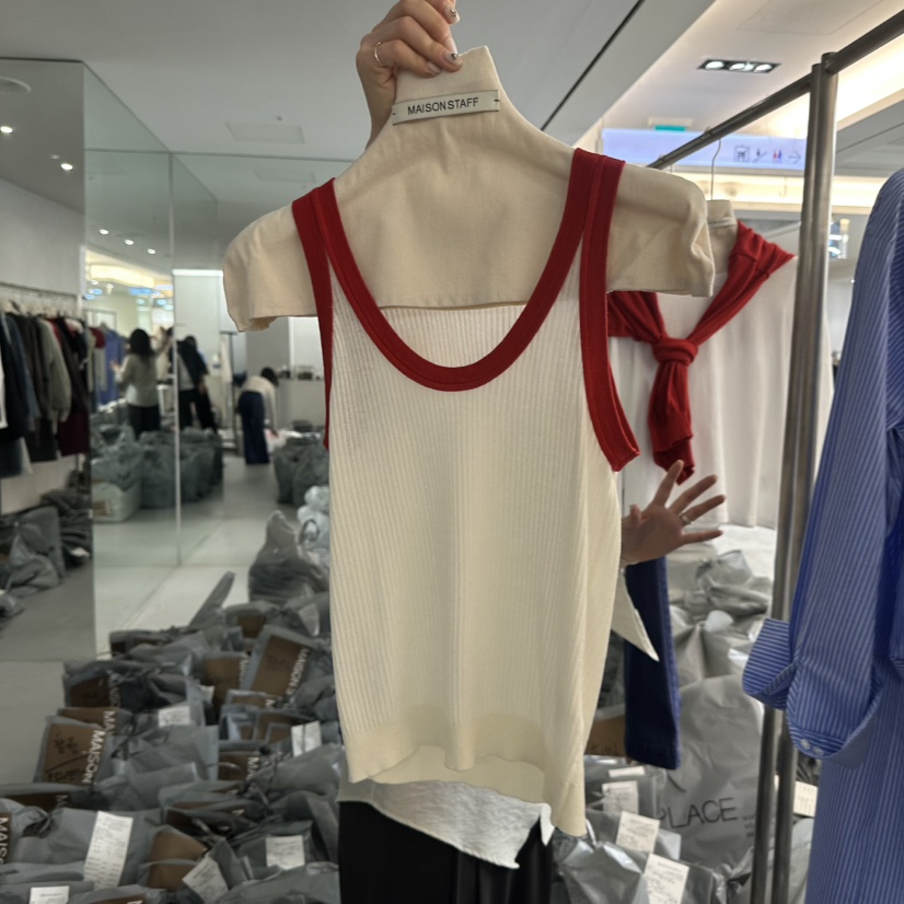 DOUBLE STANDARD/LE SMOKING/MAISONSTAFF韓國直郵實拍女士新品時尚吊帶背心MAISONSTAFF吊帶/背心圖色2