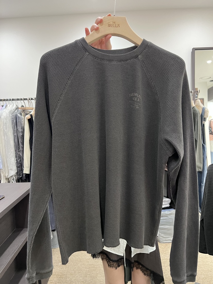 BRELLIN韓國直郵女裝新品休閑熱賣26春夏人氣長袖T恤水洗BRELLIN長袖T恤圖色2墨色