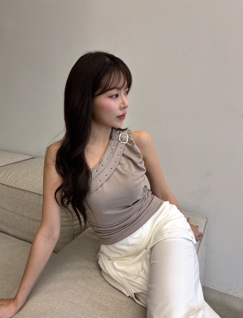 TOO HOT韓國代購女裝新款時尚人氣推薦休閑吊帶背心褶皺TOO HOT吊帶/背心