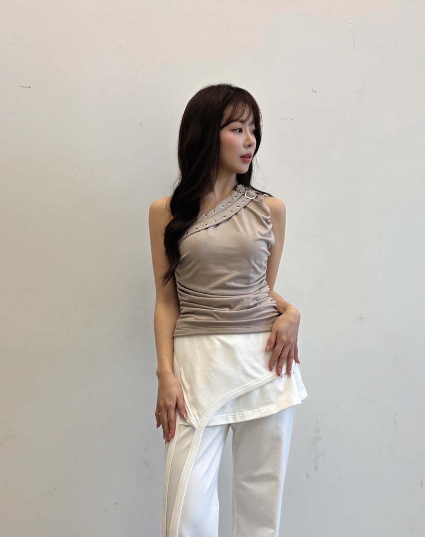 TOO HOT韓國代購女裝新款時尚人氣推薦休閑吊帶背心褶皺TOO HOT吊帶/背心