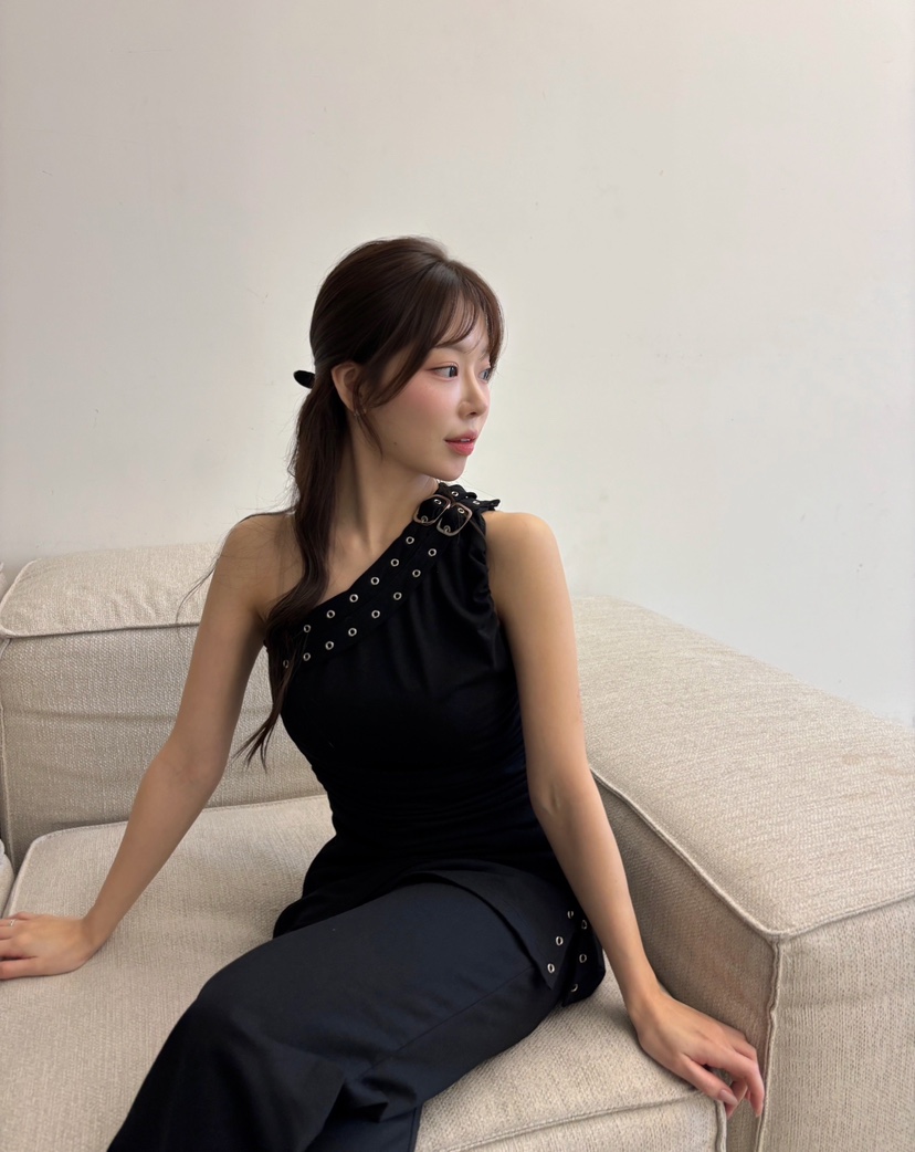 TOO HOT韓國代購女裝新款時尚人氣推薦休閑吊帶背心褶皺TOO HOT吊帶/背心