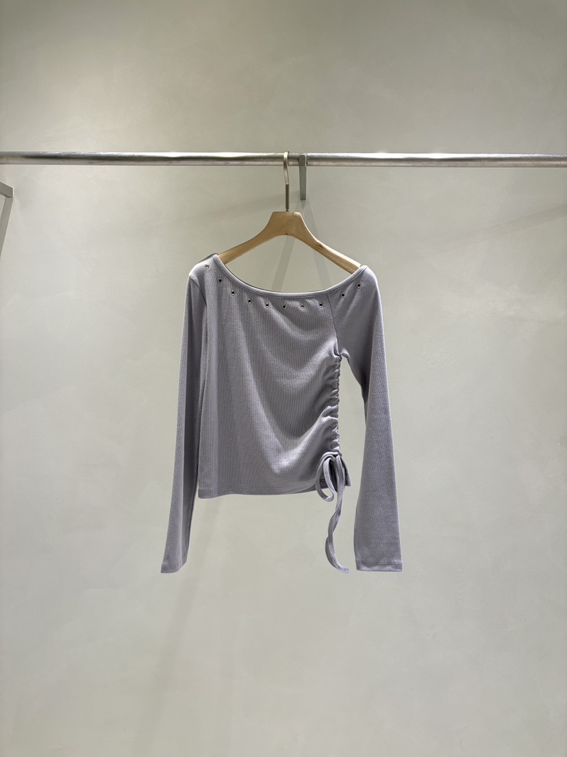 TOO HOT韓國直郵女裝新款職業人氣推薦時尚長袖T恤褶皺鏤空TOO HOT長袖T恤圖色2