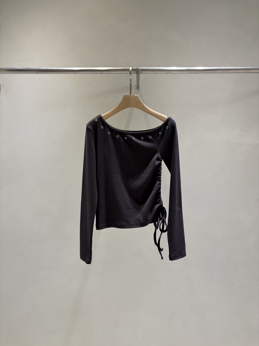 TOO HOT韓國直郵女裝新款職業人氣推薦時尚長袖T恤褶皺鏤空TOO HOT長袖T恤圖色3